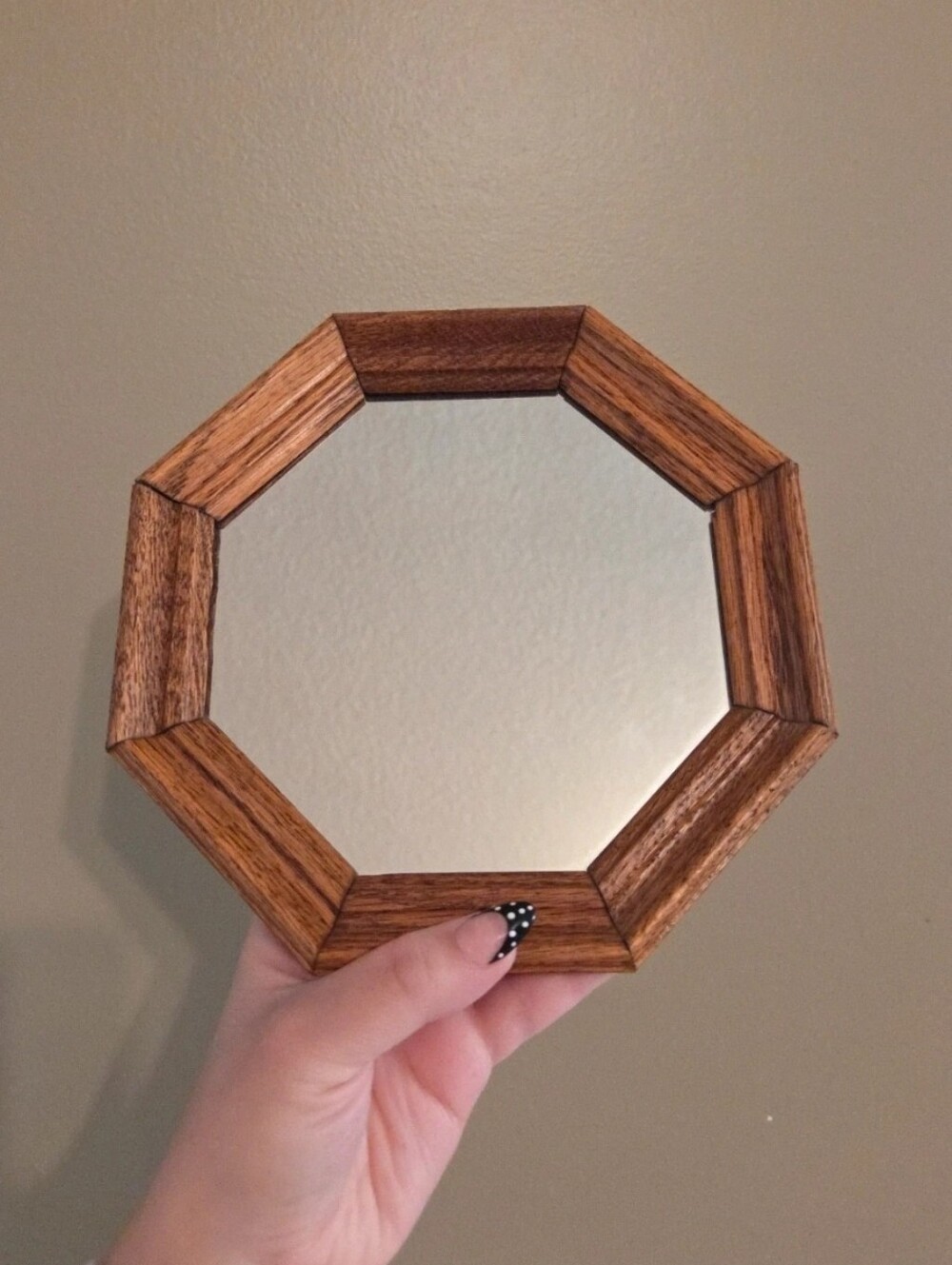 Vintage Wooden Octagon Small Mirror Cottagecore